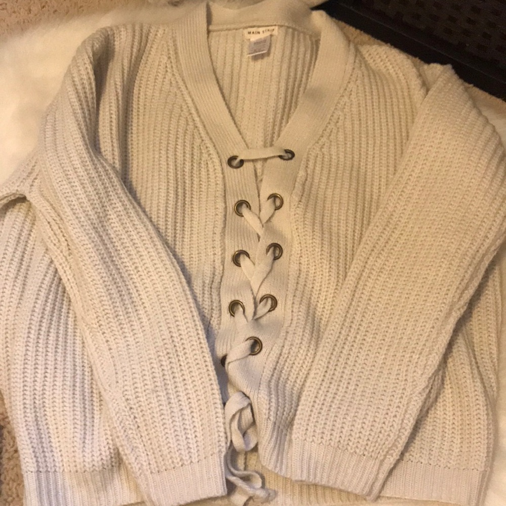 Slouchy comfy lace up sweater